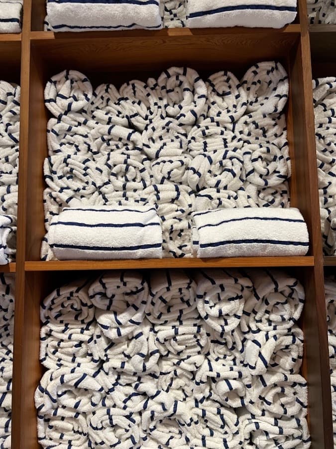 Navy Stripe Towel Ladder Display